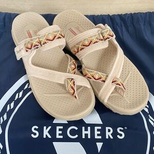 Skechers Tan Sandals with Colorful Accents BRAND NEW